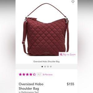 Very Bradley Oversized Hobo Shoulder Bag in Performance Twill - Raisin